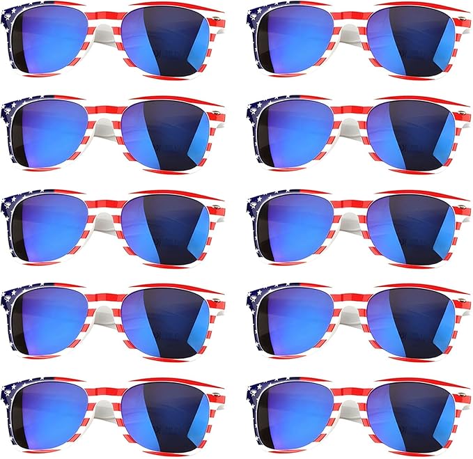 YQVIE Bulk American Flag Sunglasses for Adult Retro Independence Day Glasses UV400 Protection