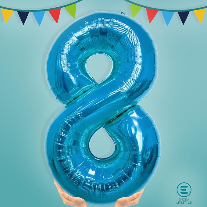 40 Inch Large Blue Number Celebration and Decoration Balloon for Birthday Parties, Graduations, Anniversaries, Weddings, Photo Shoots, Special Events - Helium Foil Mylar (Blue Number 8)