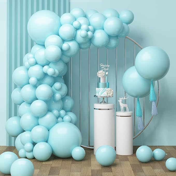 Pastel Teal Blue Balloons Garland Kit 92pcs Mint Blue Latex Balloon 5/10/12/18inch Helium Balloons for Birthday Party Decorations Baby Shower Wedding