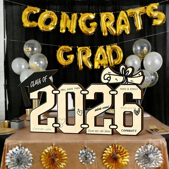 Class of 2026 Graduation Wood Sign, Grad Celebration Keepsake Party Centerpiece & Photo Booth Prop Graduate Gift for College/High School
