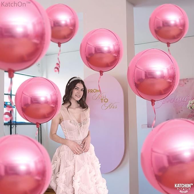 KatchOn, Pink Foil Balloons - 22 Inch, Pack of 12 | Metallic Pink Balloons, Foil Balloon for Pink Party Decorations | Bridal Balloons for Bridal Shower, Gender Reveal, Birthday Party, Bachelorette