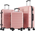OLIXIS 3-Piece Luggage Set, Carry On Suitcases with Spinner Wheels, Expandable Travel Luggage with TSA Approved Lock & ABS Hard Shell, Pink(20/24/28 Inch)