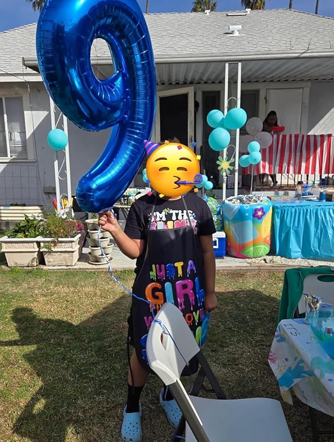 Blue Balloon Numbers 9, Big 40 Inch Happy 9 19 29 90 Birthday for Men And Women, Foil Balloons Decoratins for Wedding Anniversary, Christmas, New Year, Halloween Party Syupplies