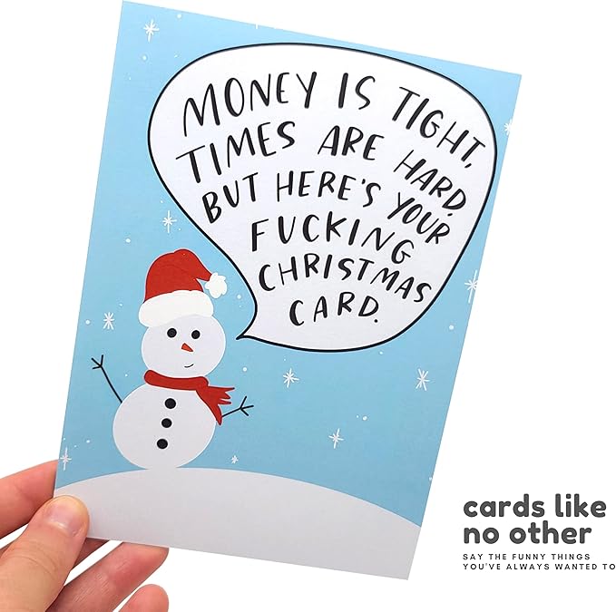 Sleazy Greetings Funny Christmas Card For Men Women | Offensive Rude Holiday Card | Naughty X-Mas Card For Him Her | Christmas Money's Tight Times Are Hard Card
