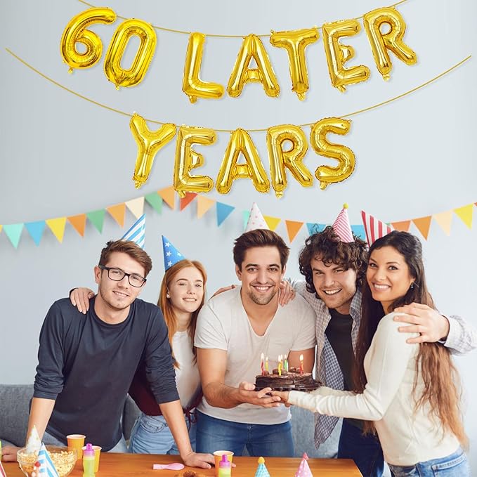 Gold 60 Years Later Letter Balloons 16in Balloon Foil Letter Decorations Party Decor Gold Letter Balloons 60 Years Later Party Supplies
