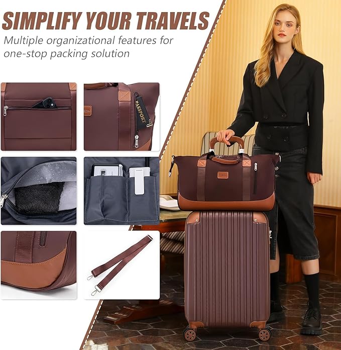 Cosbarn Carry On Luggage Sets 3 Piece, 20 Inch Luggage 22x14x9 Airline Approved with Wheels and TSA Lock, ABS Lightweight Hardshell Travel Suitcase Set with Duffel Bag Travel Bag for Men Women