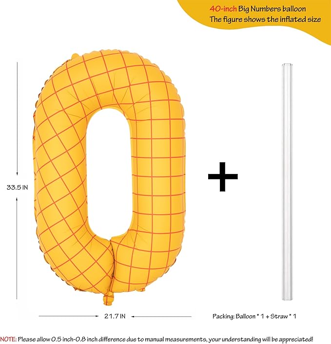 40" Matte Yellow Balloons Toy Inspired Story Theme party Supplies, Number Birthday Decoration, Cowboy Decorations Western, Cowgirl Party Balloon Digital 0