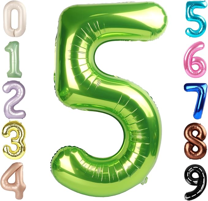 Balloon Numbers 40 Inch 5 Ballon for 5th Birthday Decorations, 15 25 35 50 Big Light Green Number Balloons for Wedding Photo Shoot Party Decor