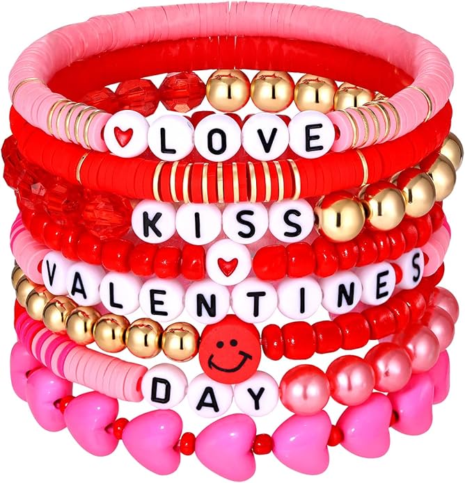 Surfer Heishi Bracelets for Women Stackable Rainbow Vinyl Disc Clay Beaded Stretch Bracelets Elastic Layering Friendship Bracelets Boho Summer Beach Jewelry