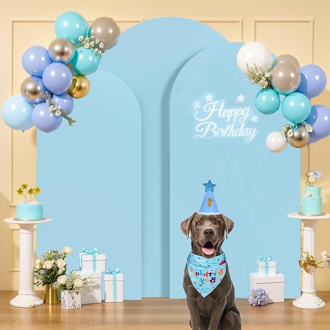 Wedding Arch Cover (7.2FT, 6.6FT, 6FT) Set of 3 Arch Backdrop Spandex Cover for Birthday Party Baby Shower Ceremony Banquet Decoration (Dusty Blue, 7.2FT,6.6FT,6FT)