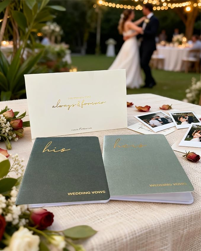 Vow Books His and Hers, Wedding Vow Books with Soft Touch Gold Foil Engraving, Wedding Essentials, Wedding Accessories
