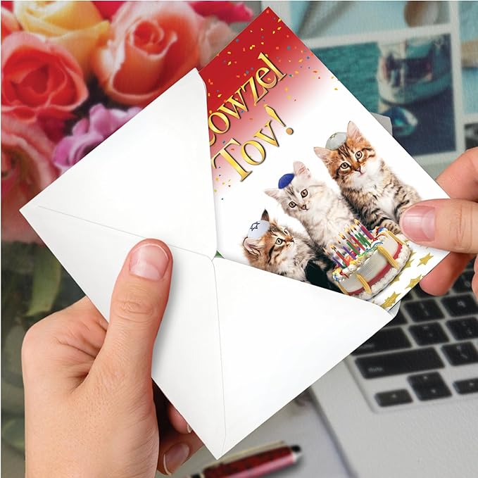 NobleWorks Hysterical Birthday Greeting Card with 5 x 7 Inch Envelope (1 Card) Bday Meowzel C10135BDG