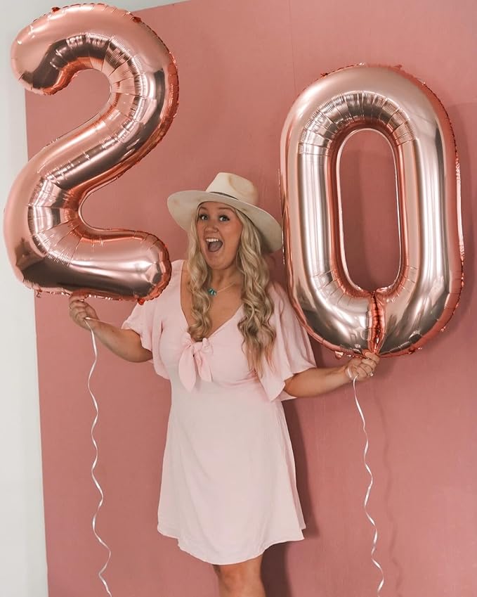 Rose Gold Number 10 Balloon 40 inch, 10 Number Balloons, 10th Birthday Decorations for Girls Boys, 10 Year Old Rose Gold Party Supplies