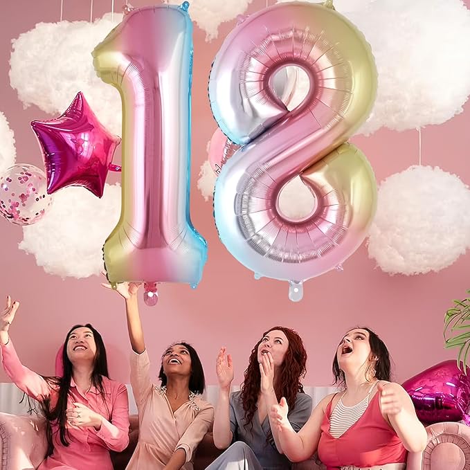 Rainbow Gradient Number 1 Balloon, 40 Inch Big Large Foil Number Balloons, Jumbo Giant Mylar Number 1 Balloons for 1 first Birthday Party Decorations Supplies Anniversary Celebration