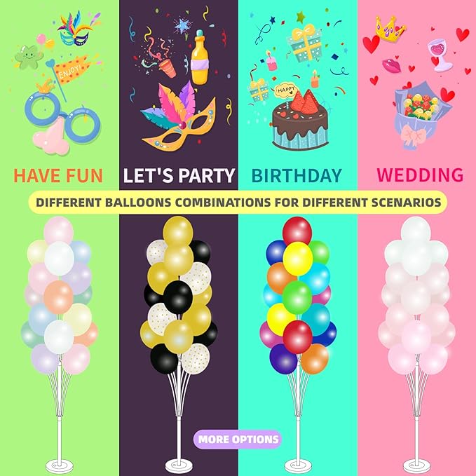 Balloon Column Stand Kit Set of 2 - Balloon Stand with Base, and Pole,Balloon Tower Backdrop Decoration for Wedding, Baby Shower, Birthday Party, or Bachelorette Parties