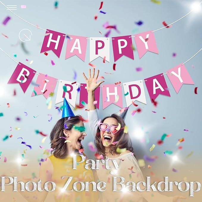Happy Birthday Banner Pink Happy Birthday Sign Birthday Decorations for Birthday Party Backdrop Wall Decor Pink Birthdays Sign for Men Women Party Supplies