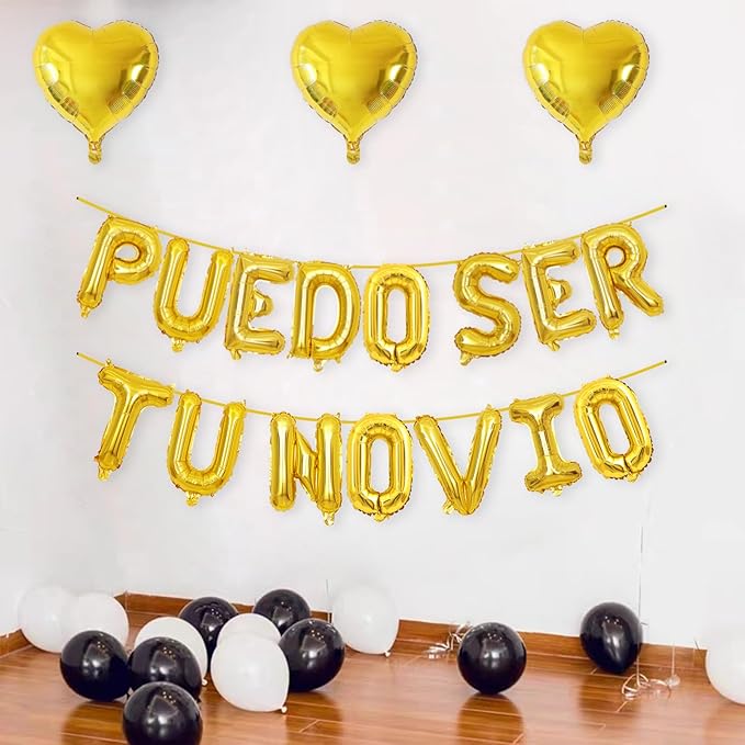 2 Set 30Pcs Gold PUEDO SER TU NOVIO Letter Balloons 16in Balloon Foil Letter Decorations Party Decor Gold Letter Balloons PUEDO SER TU NOVIO Party Supplies