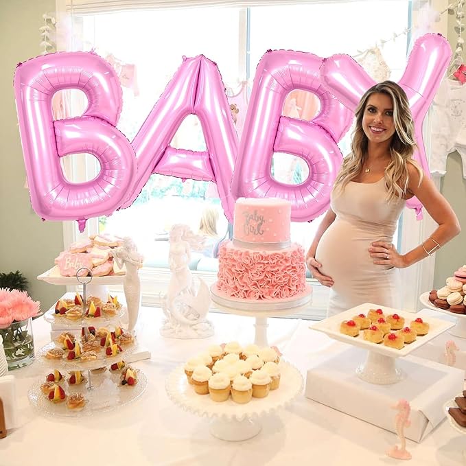 40 Inch Letter S Balloon, Large Baby Pink Letter Balloons, Single Foil Alphabet S Balloon, Big Pearl Pink Name Balloon Helium for Girls Women Birthday Party Baby Shower Anniversary Decoration
