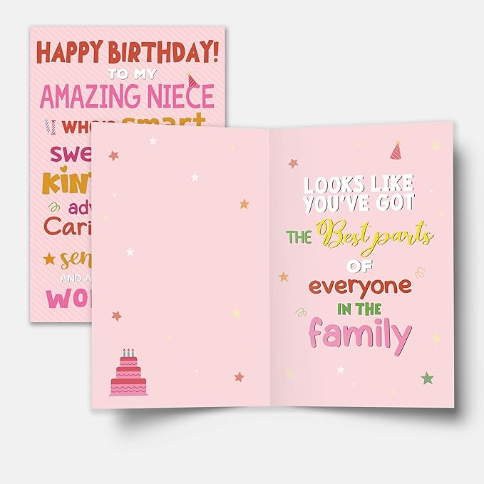 Niece Birthday Card, Funny Birthday Card Gifts for Her from Aunt and Uncle, Heartwarming Greeting to A Wonderful Niece
