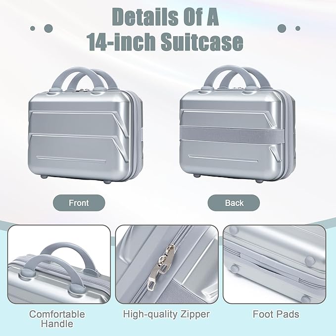 20+14 Inch Hardside Luggages, Lightweight Durable ABS Suitcase Spinner Wheels