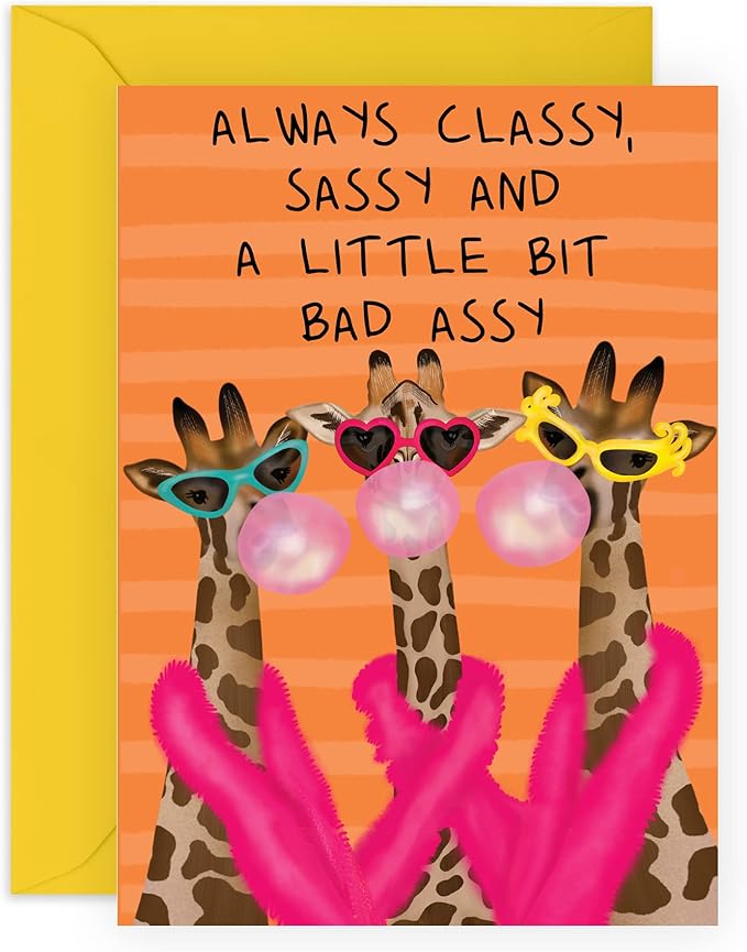 CENTRAL 23 Birthday Cards For Women Funny - Best Friend Birthday Card Female - 'Always Classy, Sassy, And A Little Bit Bad Assy' - Galentine Gifts For Sister Daughter Cousin - Comes With Stickers