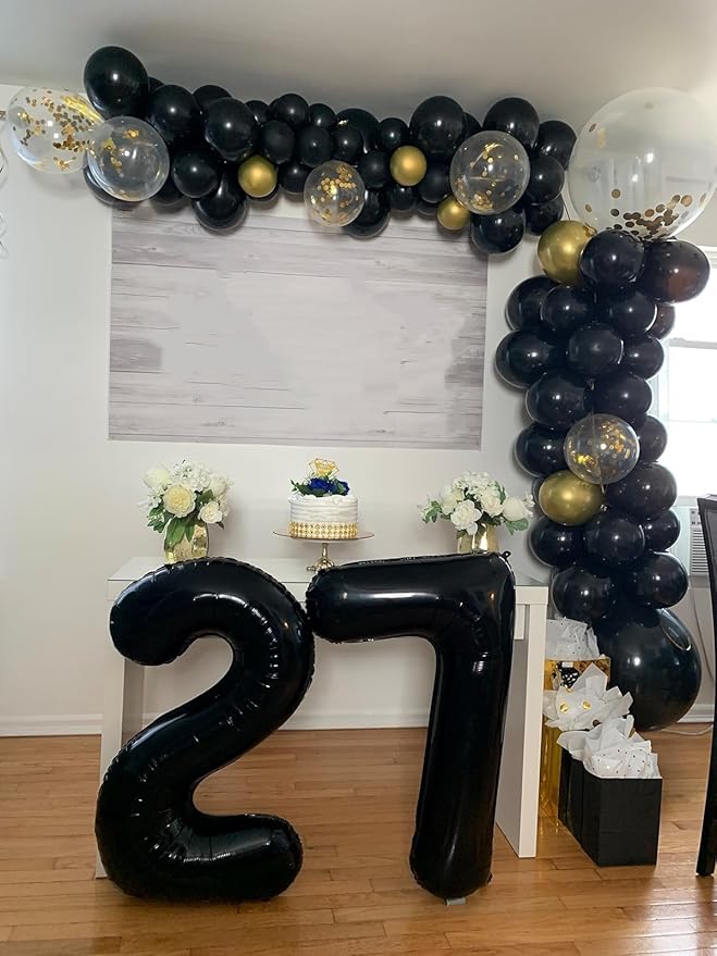 7 Balloon Black Number, 17th Birthday Decorations For Boys And Girls, 40 Inch Big Balloons for 7, 17, 27, 70 Birthday, Wedding Anniversary, Christmas, New Year, Halloween Party Decoration