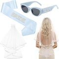 JATEBI 3PCS Bride Sash Veil Sunglasses Set for Bridal Shower Wedding Engagement Bachelorette Party Favors