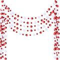 Outus 5 Pieces Red Round Dots Garland Easter Graduation Party Hanging Decor Each Length 13.1ft Glitter Paper Dot Streamers for Birthday Wedding Classroom (White)