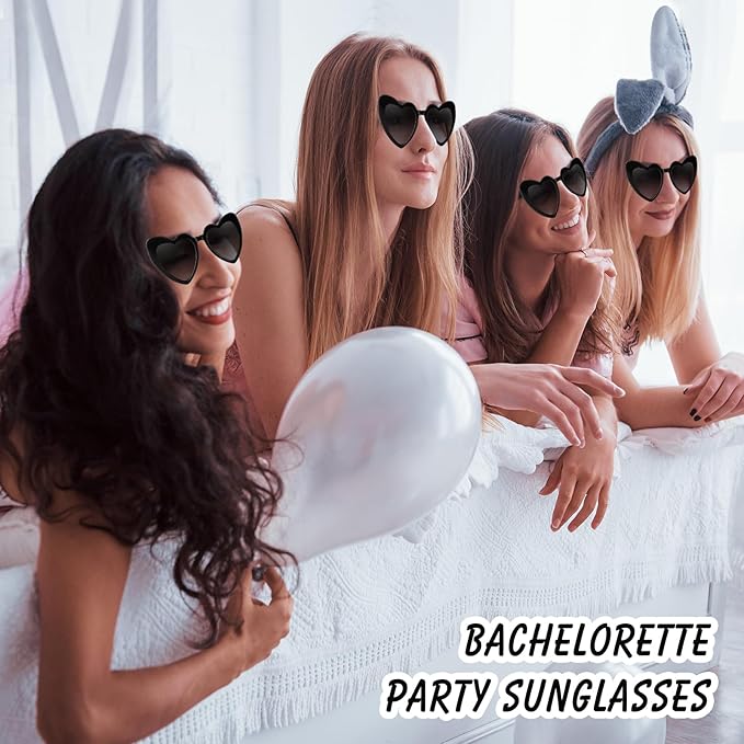 6 Pack Bachelorette Sunglasses Heart Shaped Sunglasses Vintage Heart Glasses for Women Wedding Party Decor