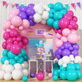 Pink Purple Balloon Arch Kit 130 Pcs Blue Purple Pink Party Balloons Garland Pastel Hot Pink Teal Purple White Latex Balloon for Girls Mermaid Birthday Baby Shower Wedding Party Decorations