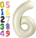 6 Balloon Numbers, 40 Inch Foil Big Balloon for Men And Women, Cream Balloons for 6, 16, 26, 60, 2026 Graduation, Birthday, Wedding Anniversary, Xmas, Thanksgiving Day, Party Supplies