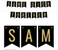 Andaz Press Faux Gold Glitter on Black Bridal Shower Bachelorette Party Banner Decorations, Same Dick Forever, Approx 5-Feet, 1-Set, Colored Hanging Pennant Decor