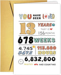 Cute 13th Birthday Card, 13th Birthday Decorations Card for Girls Boys Children, 13 Year Old Gifts, 13th Niece Nephew Birthday Card, Unique Thirteen Bday Gift Idea from Dad Mom Grandparent