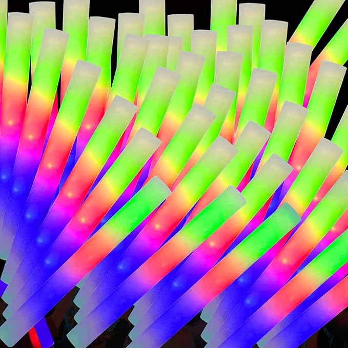 216-Pack Foam Glow Sticks Bulk – Our Premium LED Foam Light Up Sticks Are Perfect as Wedding Glow Sticks for Reception, Parties, and Club Events! Ideal as Light-Up Party Favors, Reception Supplies.