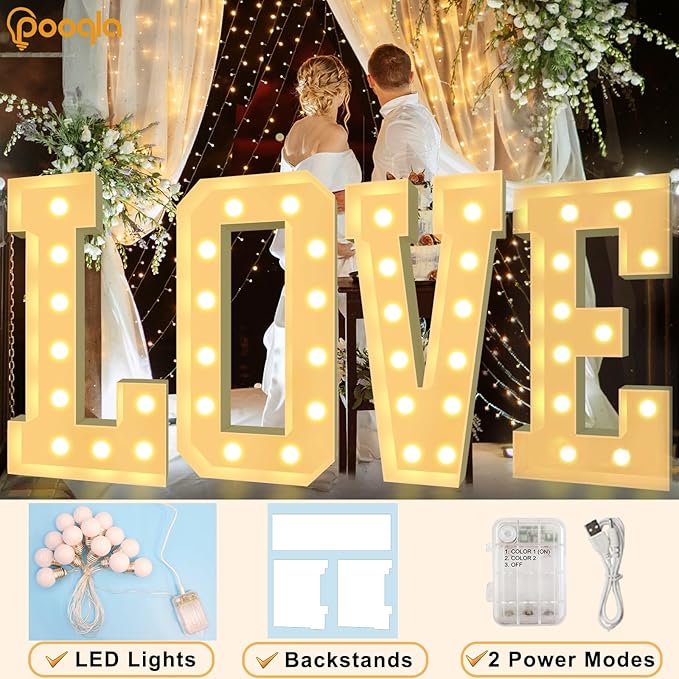 Pooqla 4 FT Marquee Light Up Letters, Giant LED Sign Cool White and Warm White Marquee Letter 4 Feet Tall, Big Mosaic Letter Y for Balloons Birthday Party Anniversary Wedding Decorations