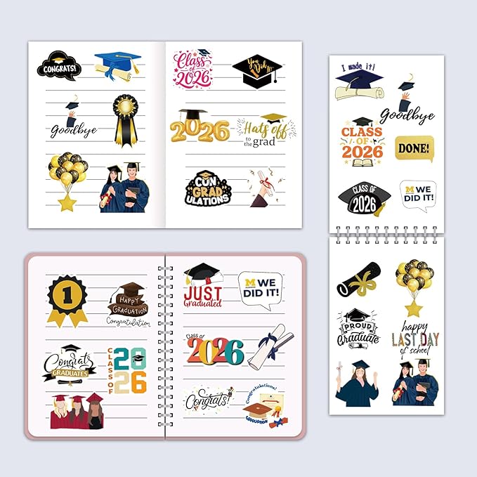 100 Pcs Graduation Stickers 2026, College Stickers, Class of 2026 Stickers for Graduation Decorations, Graduation Party Decorations 2026, Waterproof Vinyl Stickers for Water Bottle, Laptop, Skateboard