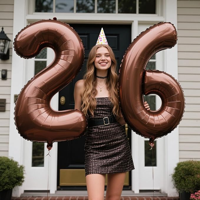 40 Inch Dark Brown Balloon Number 6 Balloon,6 Foil Mylar Helium Large Digital Balloon Birthday Numbers Jumbo Balloons 16th or 61st Anniversary Party Decorations Supplies