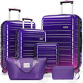 LARVENDER Luggage Sets 6 Piece, Expandable PC+ABS Hardside Multicolor Suitcase Sets with TSA Lock Double Spinner Wheels, Midnight Berry