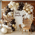 Brown White Balloon Garland Double Stuffed Dark Brown Beige Sand White Pearl Gold Balloon Arch Kit for Neutral Baby Shower Birthday Wedding Woodland Teddy Bear Party Decorations