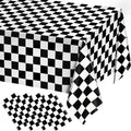 4 Pack Black and White Gingham Tablecloth Rectangular Buffalo Checkered Tablecloths Disposable Plastic Plaid Table Cover for Parties, Outdoor Picnic, Birthday, Wedding, Camping 54 × 108 Inch