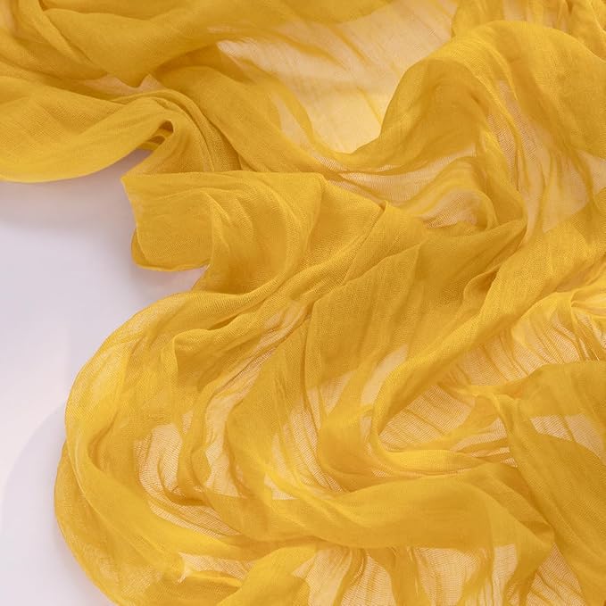 Socomi 3pcs Gold Yellow Easter Spring Cheesecloth Table Runner Boho Rustic Gauze 120 inch 10FT Cheese Cloth Runner for Wedding Party Baby Shower Birthday Home Decor Holiday Decorations