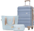 24 Inch Checked Suitcase with TSA Lock Travel Duffel Bag Wet-Dry Toiletry Bag, Blue