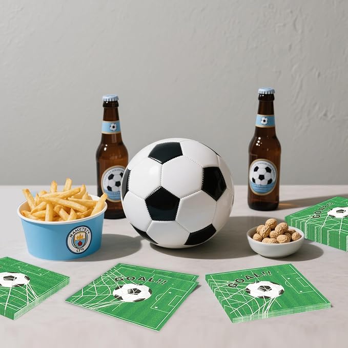 50Pcs Soccer Napkins, Disposable Soccer Birthday Party Decorations Soccer Themed Napkins for Sports Party Supplies Table Decor
