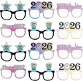 12PCS New Year Glasses, Funny New Years Eve Party Paper Glasses Photo Booth Props 2026 Eyeglasses Frames for NYE Party Supplies Decorations 2026