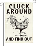 Funny Garden Flag Farmhouse Chicken Cluck Around and Find Out Flag Decor for Yard Veranda Patio Outdoor Double Sided Garden Flags 12 x18 inches