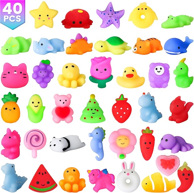 40 Pack Easter Basket Stuffers, Squishy Toys, Mochi Squishy Party Favors for Kids,Kawaii Squishies,Treasure Box Toys for Classroom Prizes, Easter Basket Gifts Goodie Bags Fillers Birthday Gift