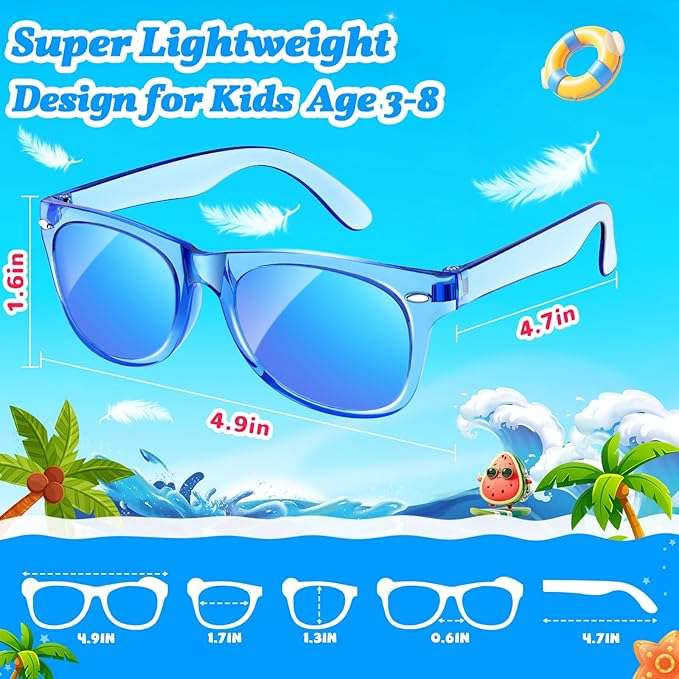 16 Pack Kids Sunglasses Bluk Party Favors - Goodie Bags Stuffers for Children Age 3-8,Boy Girl Neon Glasses with UV400 Protection,Birthday Classroom Graduation Gift,Pool Beach Party Supplies - nylytek
