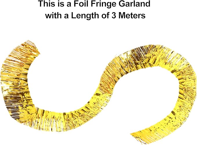 WILLBOND 4 Packs 40 Feet Fringe Garland Foil Fringe Garland Metallic Tinsel Foil St. Patrick's Day Hanging Banner for Wedding Birthday Parties Holiday Decorations Graduation