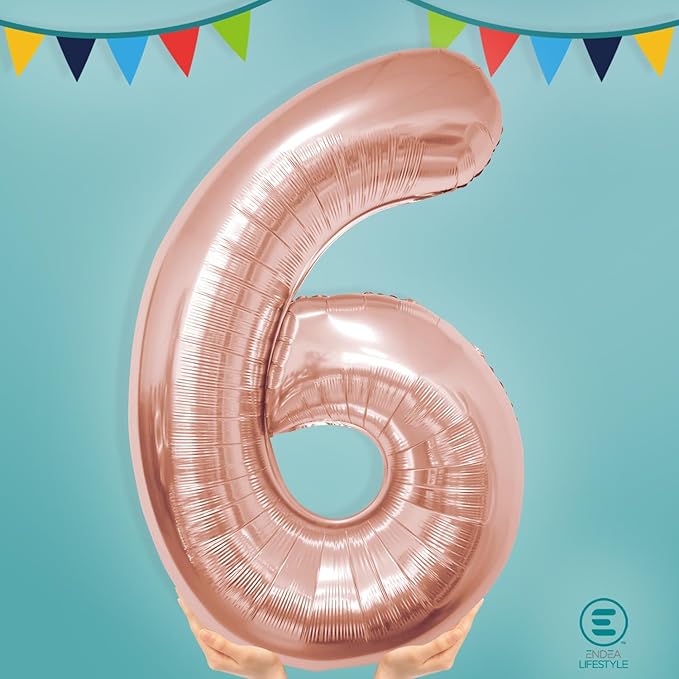 40 Inch Large Rose Gold Number Celebration and Decoration Balloon for Birthday Parties, Graduations, Anniversaries, Weddings, Photo Shoots, Special Events (Rose Gold Number 6)