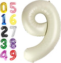 Cream Balloon Numbers 9, Big 40 Inch Happy 9 19 29 90 Birthday for Men And Women, Foil Balloons Decoratins for Wedding Anniversary, Christmas, New Year, Halloween Party Syupplies
